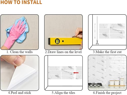 Miniatura 7 de 16 Sheets 3D Self Adhesive Wall Tiles, Peel and Stick Tile Stickers Stick on Tiles Vinyl Backsplash Waterproof Retro DIY for Kitchen Bathroom