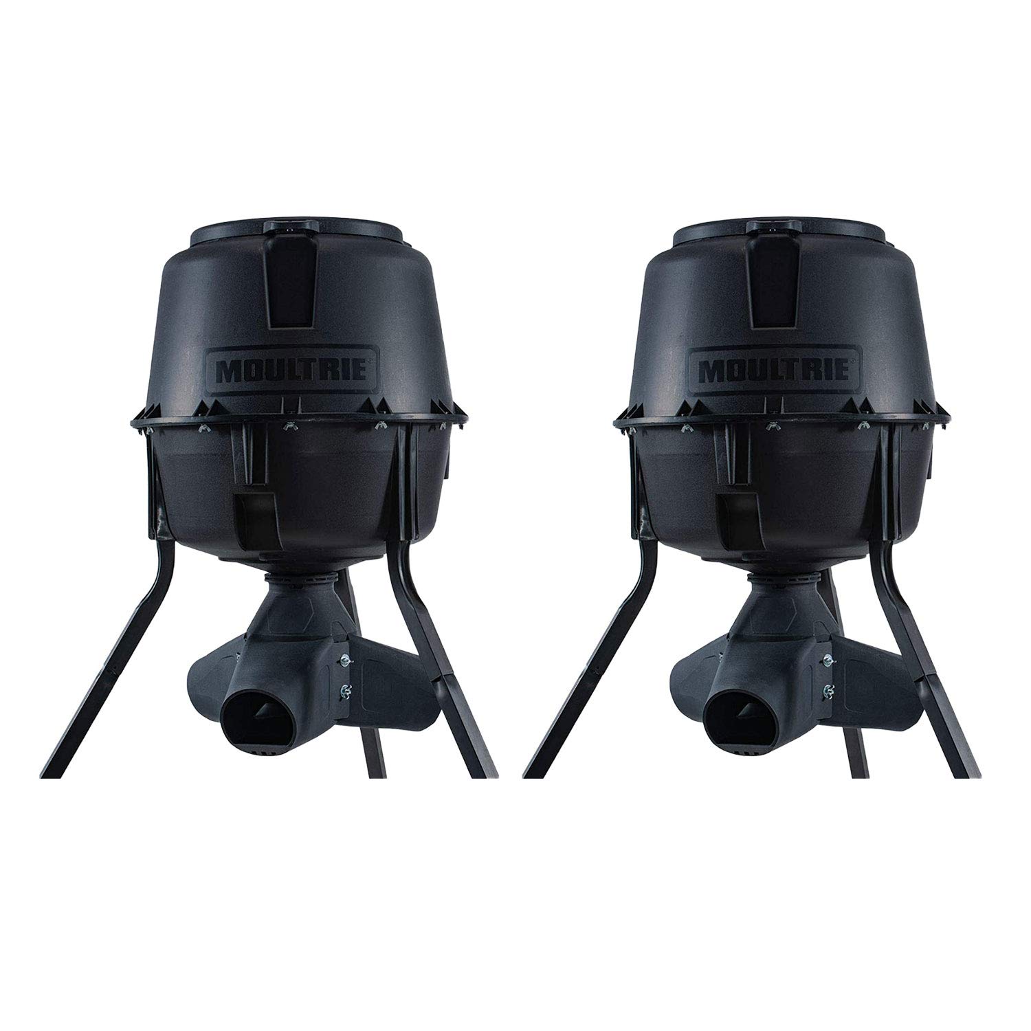 Amazon.com : Moultrie 13339 30 Gallon 200 Pound Capacity Quick Lock Drum  Gravity Tripod Feeder with 3 Tunnels for Wild Game Fish and Deer Hunting,  Black (2 Pack) : Sports & Outdoors