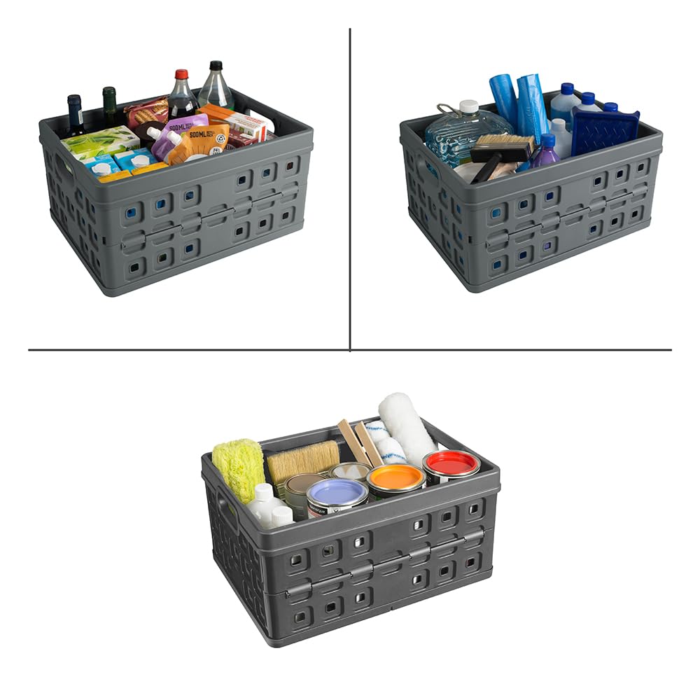 Sunware Square Cassetta Pieghevole in Plastica 32L 49x36x24.5cm Contenitore Multifunzione