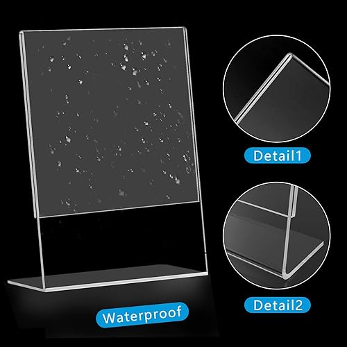 Miniatura 7 de Soporte de letrero acrílico de 8.5 x 11 pulgadas, soporte de escritorio inclinado para letrero acrílico y soporte de plástico en forma de L para