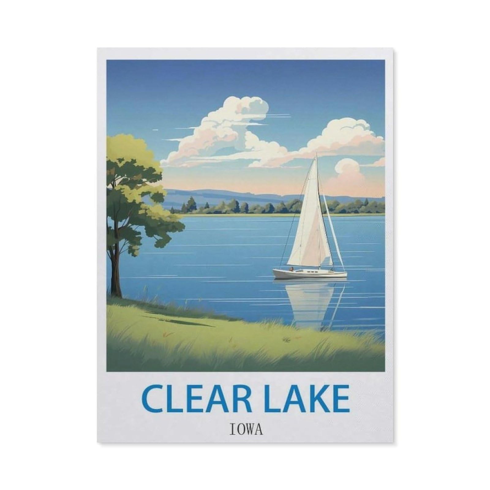 BEAYODKP Full Diamond 5D DIY Diamond Painting，Clear Lake Iowa（40x50cm）