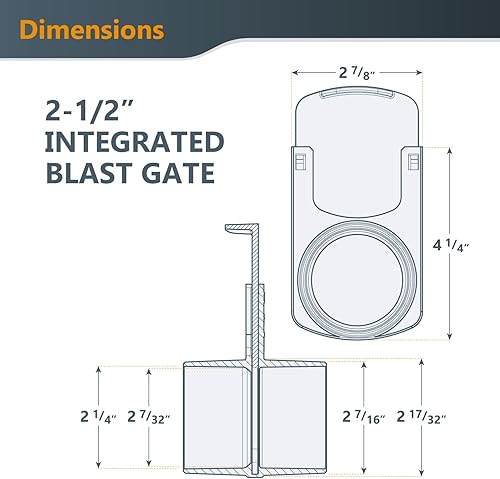 Vista 13 de POWERTEC 2-1/2 pulgadas ID Y accesorio para tuberías de recolección de polvo de 2-1/2 pulgadas de diámetro exterior, adaptadores y accesorios
