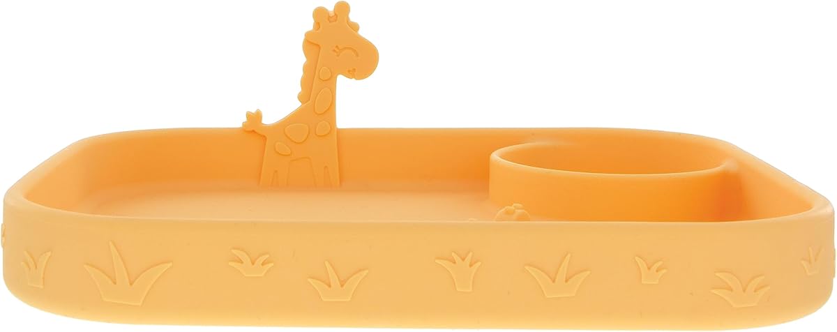 Nuby Animal Friend Silicone Rectangle Plate | Yellow Giraffe Plate