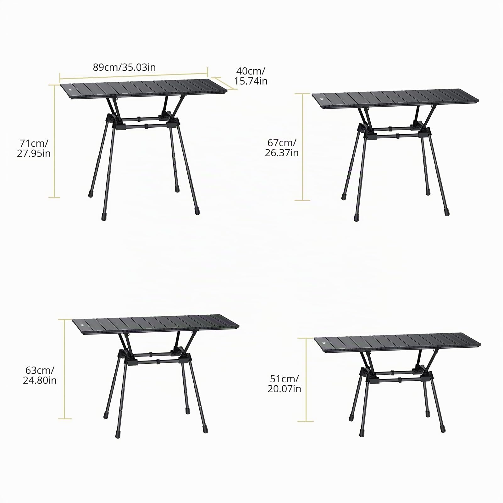 Anbte Tavolo Giardino Pieghevole Portatile per Campeggio/Picinc/Balcone/Mercatini 89 * 40.5 * 71 Multifunzione Tavoli da Caffè Salvaspazio Altezza in Alluminio-Nero