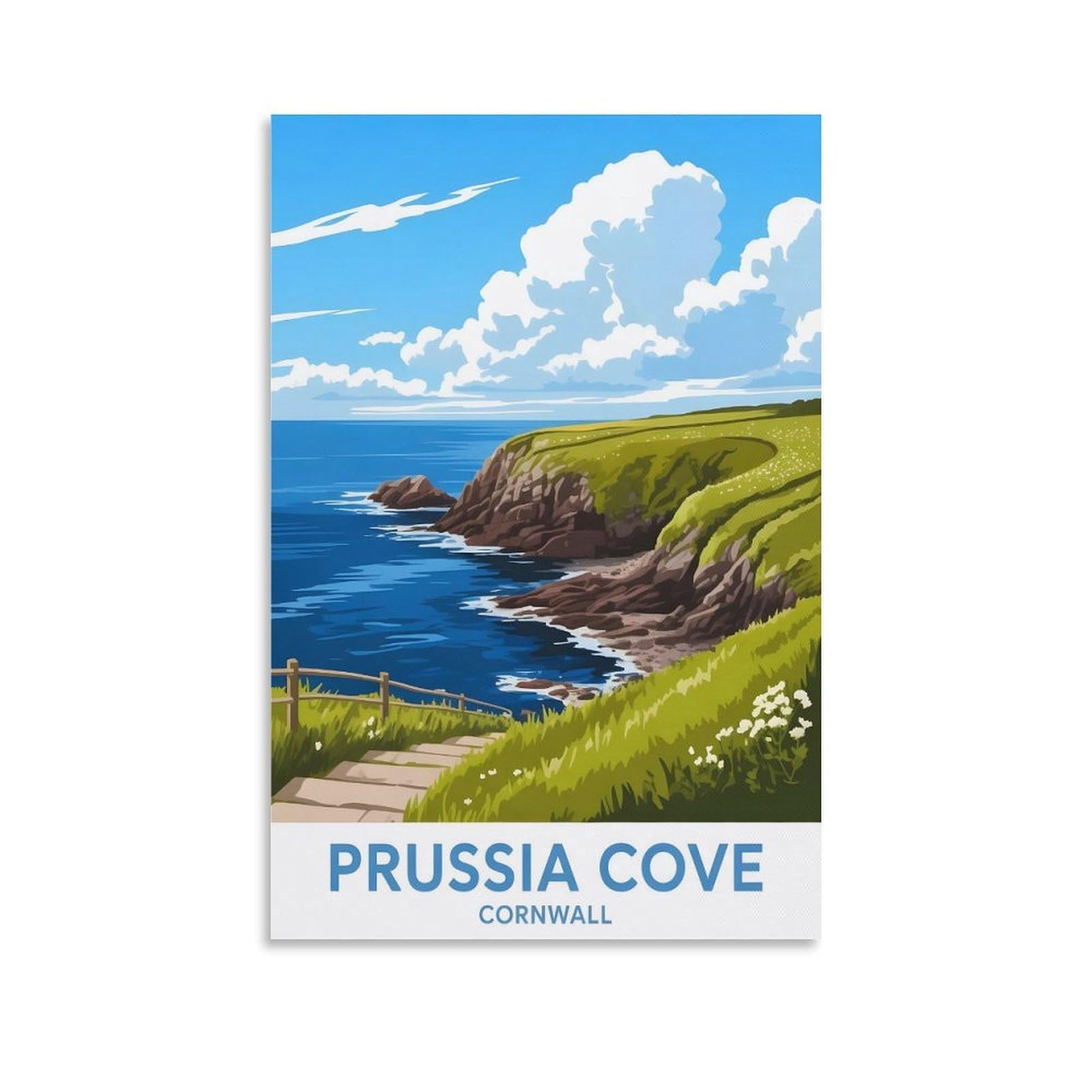 EZMLFA Diamond Painting Kits for Adults,Prussia Cove Cornwall DIY Diamond Painting Art Kit for Beginners Home Wall Decor Arts and Craft Kits for Adults Kids 50x60cm