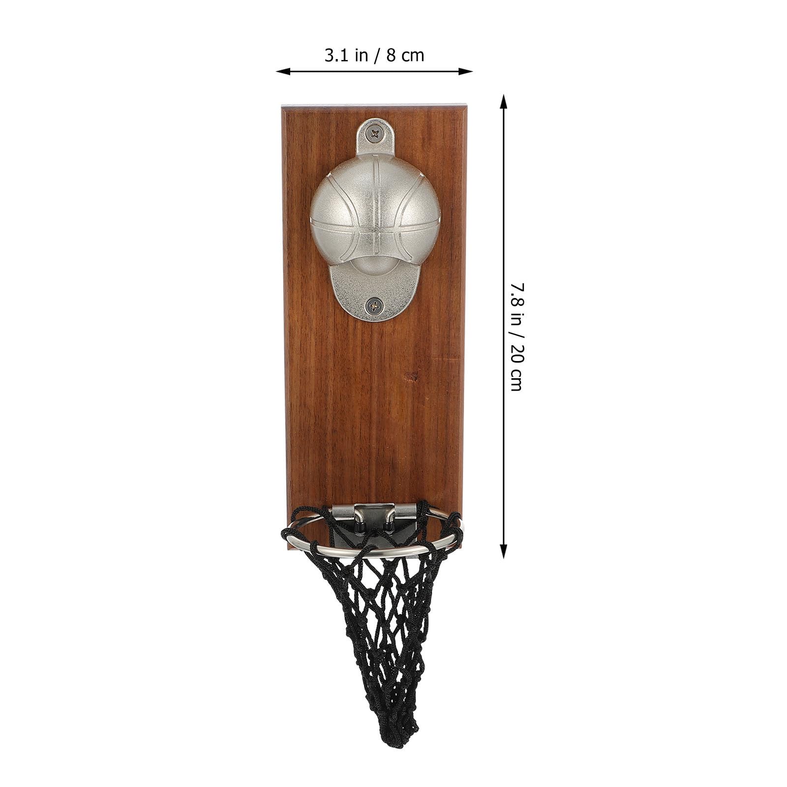 Ciieeo Abrebotellas Adecuado para Cocinas y Restaurantes Acabado Metálico Único Diseño de Baloncesto de Pared Material Madera y Acero Inoxidable, Fácil de Almacenar