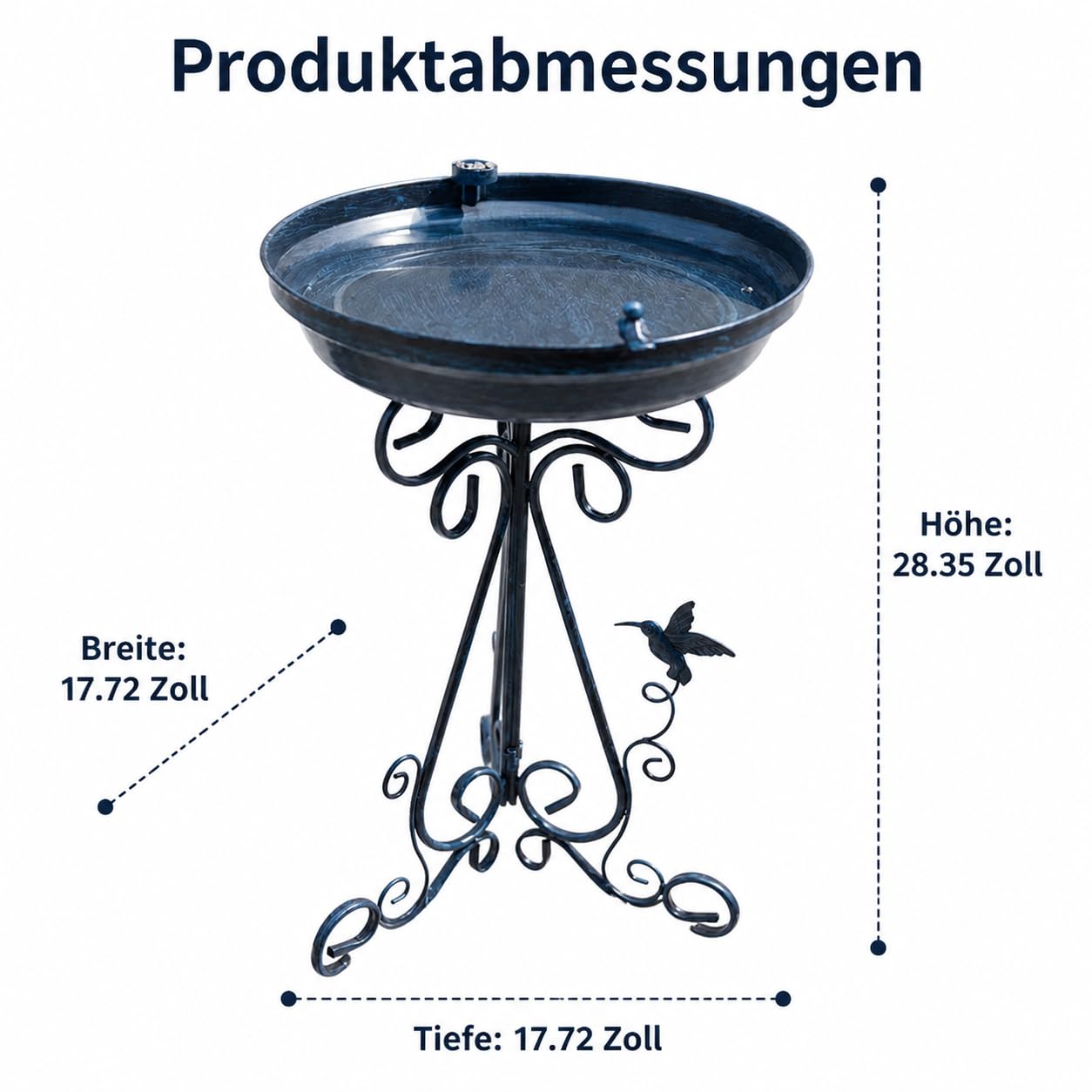 Metall Vogelbad Eisen Vogeltränke Metall Schale Klassische Struktur Strapazierfähiges Material für Garten Balkon Terrasse Outdoor