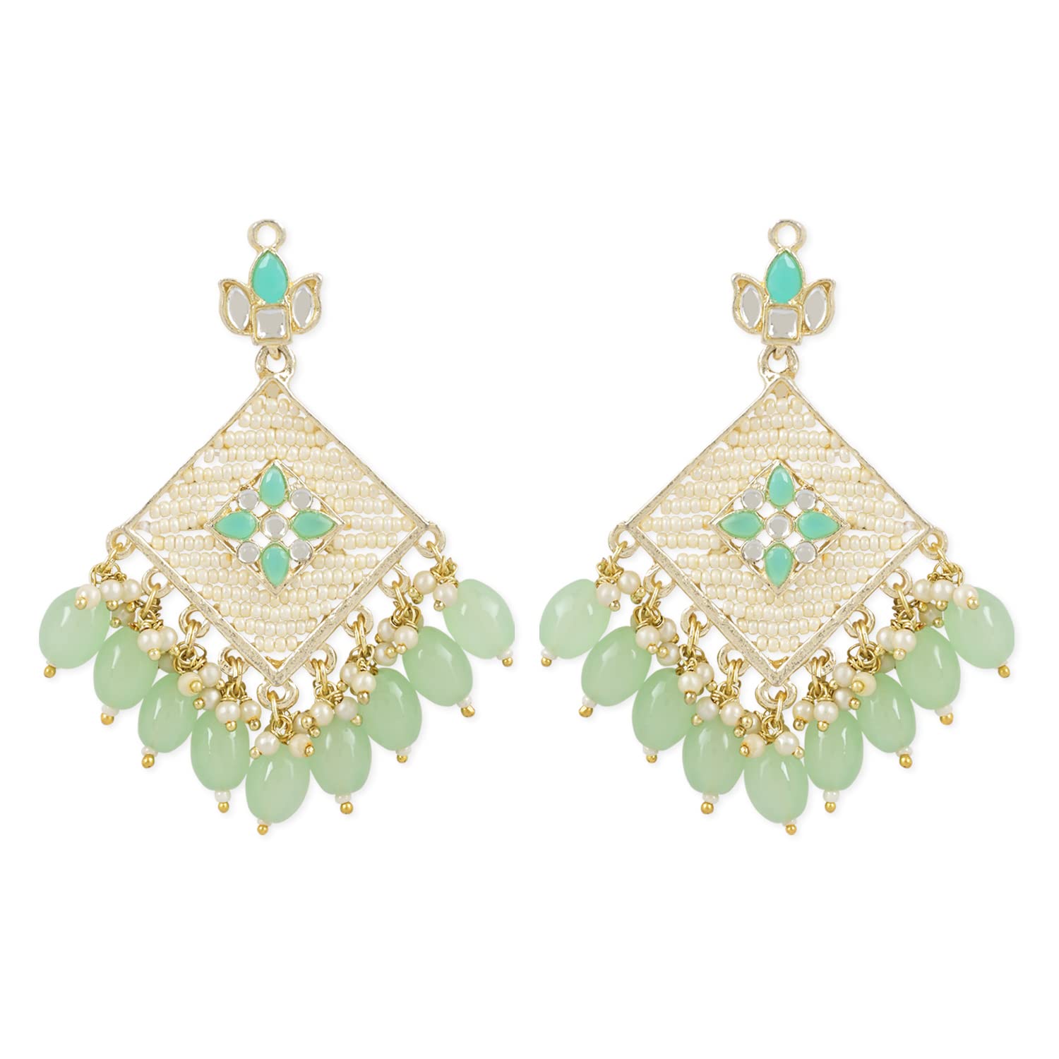 I Jewels Traditional Gold Plated White Kundan Pearl Drop Earring For Women/Girls (E3094) (Green) (B0C2D7CC56) Amazon Price History, Amazon Price Tracker
