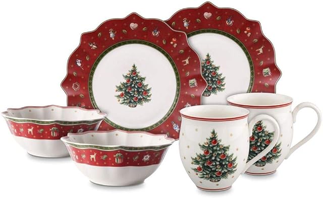 Villeroy & Boch 6-Pieces Toy's Delight Breakfast Set for 2, Red, Porcelain