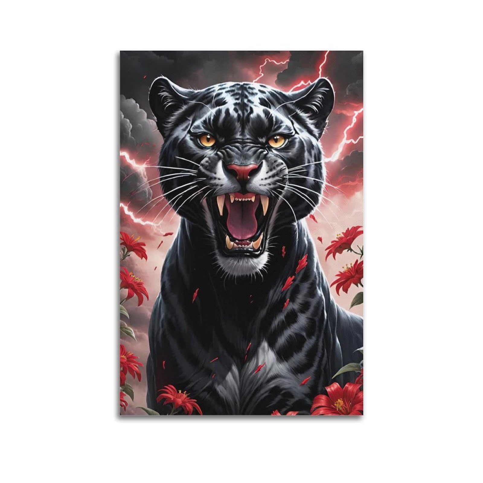 WZKTCL Animal Poster Angry Leopard Poster Decorative Painting Canvas Wall Posters And Art Picture Print Modern Family Bedroom Decor Posters 20x30inch(50x75cm)