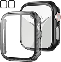 Vista 13 de Paquete de 2 fundas con protector de pantalla de vidrio templado para Apple Watch Series 3/2/1 de 38mm, JZK protector delgado con cobertura