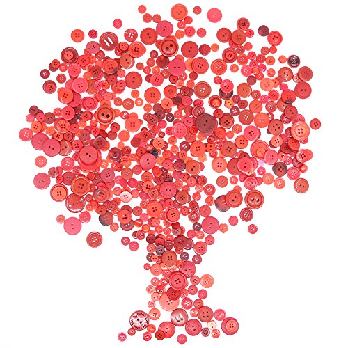 Rustark 650Pcs Resin Buttons Favorite Findings Basic Buttons 2 And 4 Holes Craft Buttons For Arts, Diy Crafts, Decoration, Sewing - Sizes Range From 0.28 To 1.18 Inch (Deep Red) #TOP2