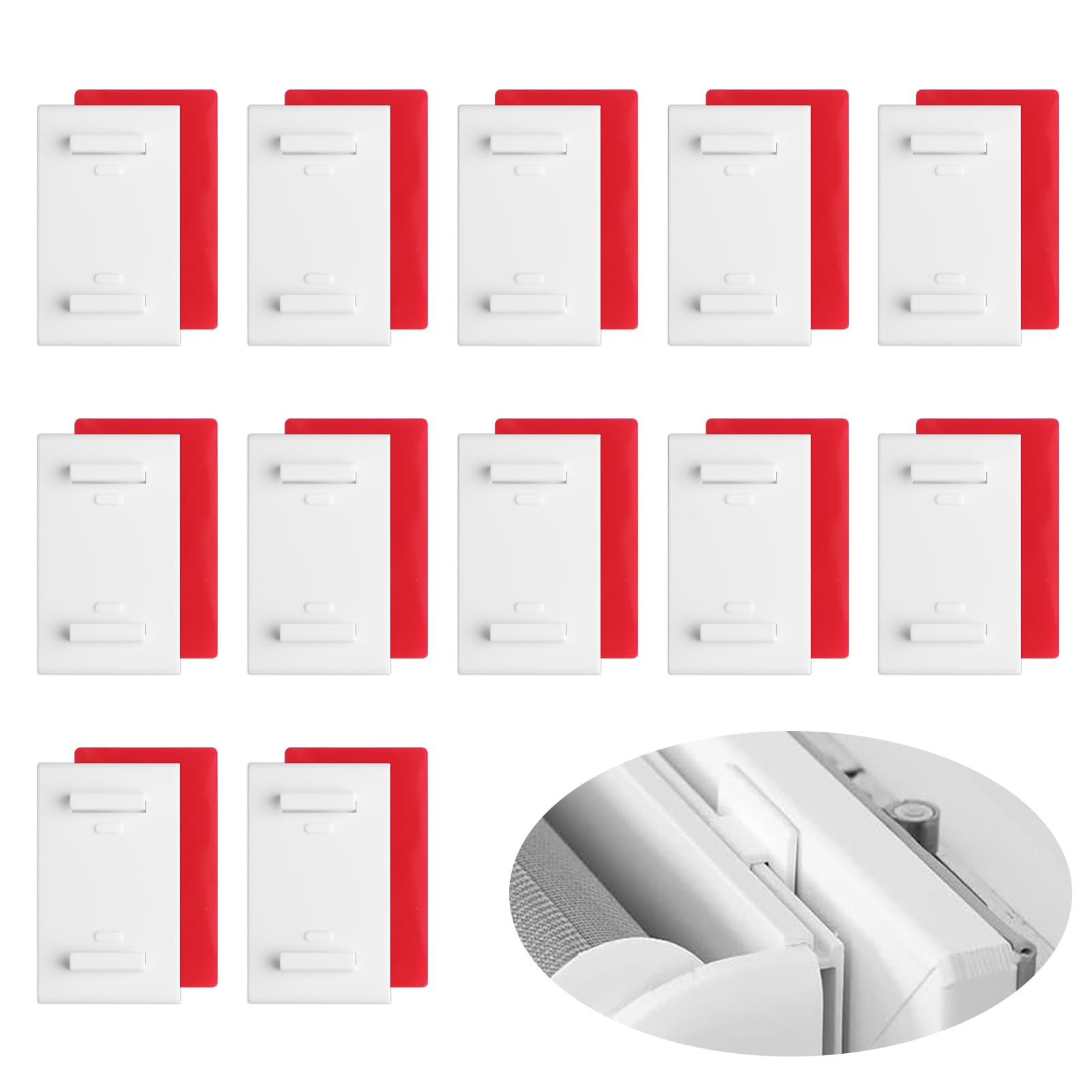 SneiDr Pack of 12 Adhesive Holders for Klemmfix Double Roller Blind Duo Roller Blind Holder Roller Blind Replacement Parts Window No Drilling Bracket with 12 Self-Adhesive Backs for Gluing Accessories