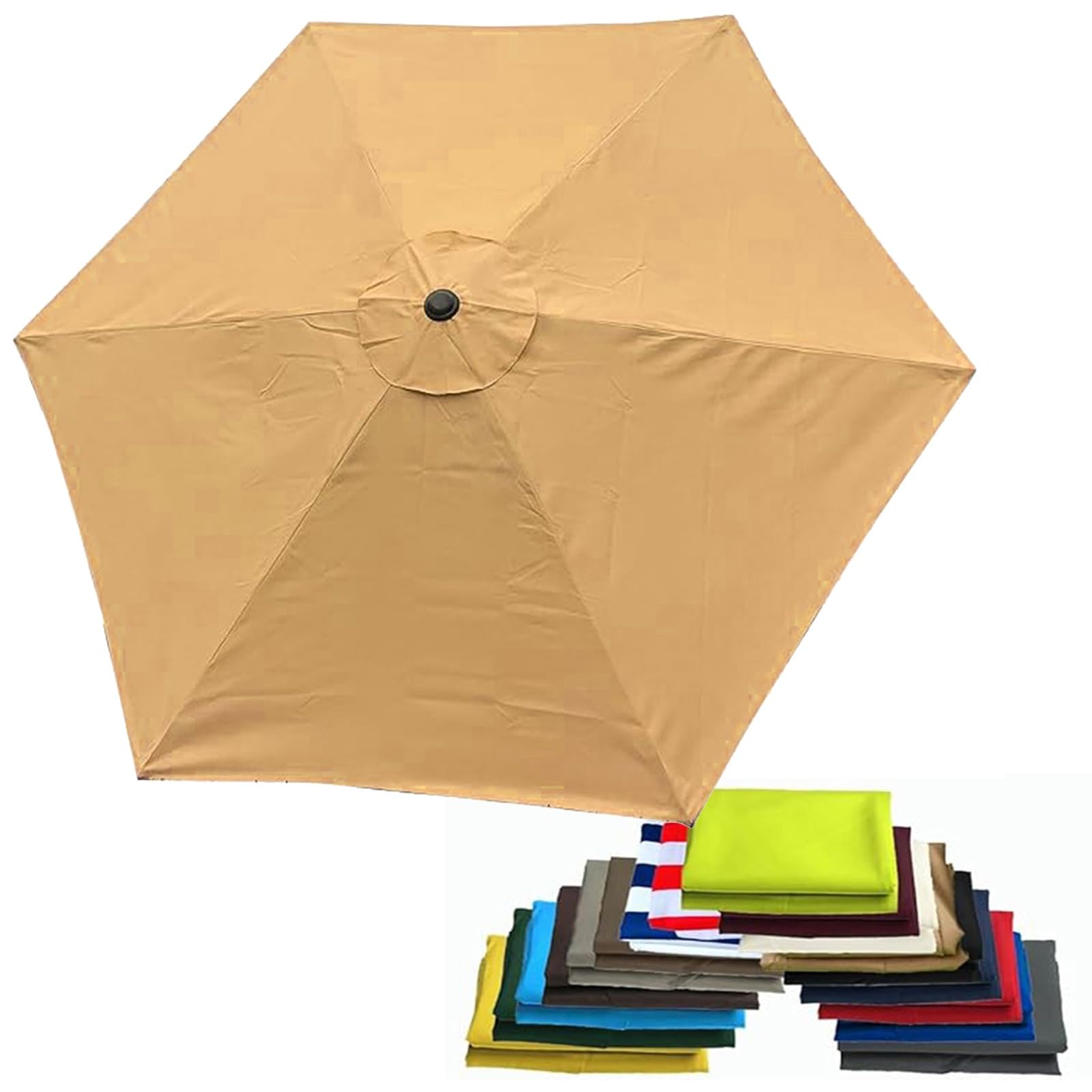 6.6ft 8.9ft 9.8ft Umbrella Replacement Top for Garden Patio Pool 6 Ribs Market Table Umbrella Replacement Canopy Backyard Umbrella Replacement(Canopy Only)(Khaki,2.0m/6.56ft)