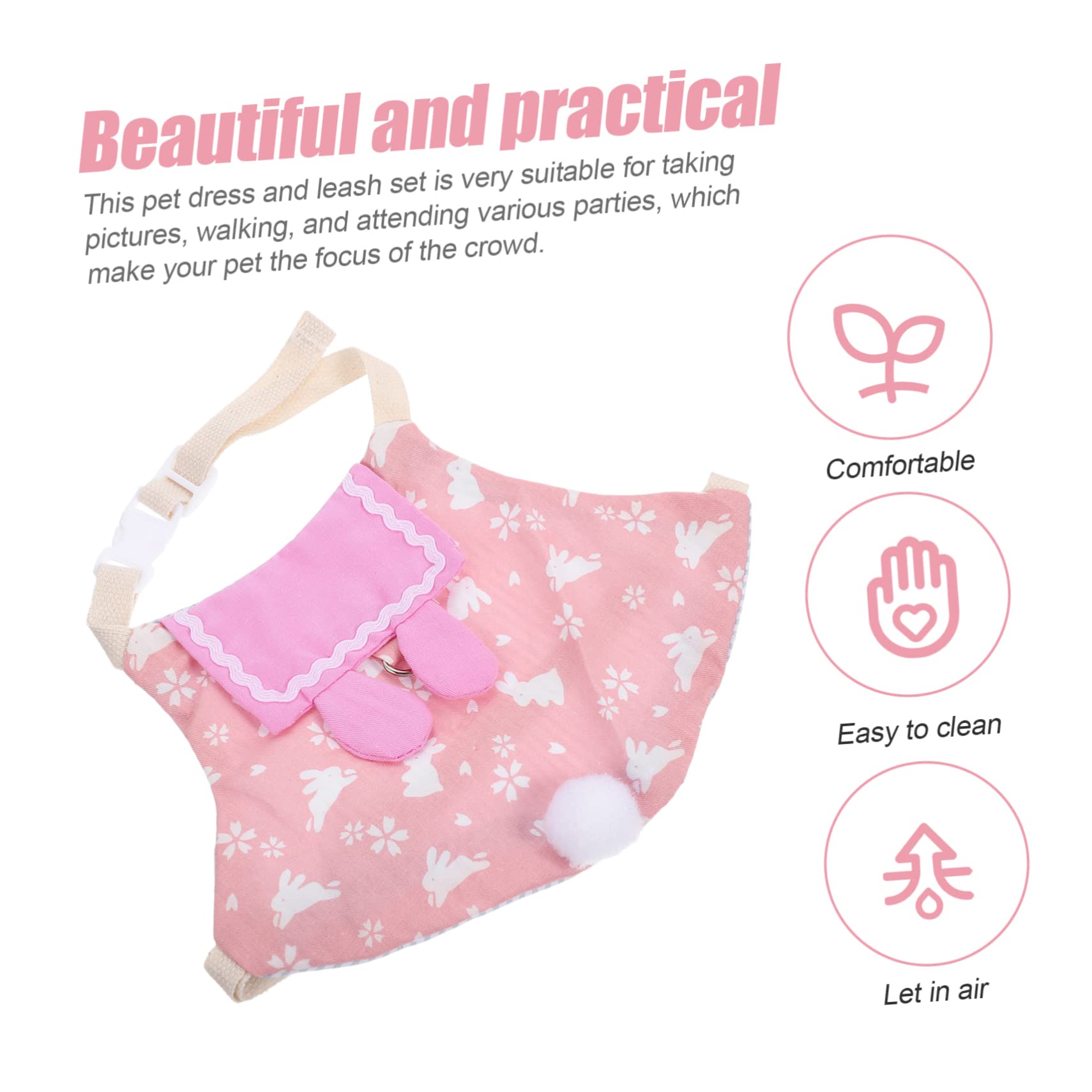 HOLIDYOYO Bunny Outfit Harness Leash Set Adorable Rabbit Harness for Small Pet Dress