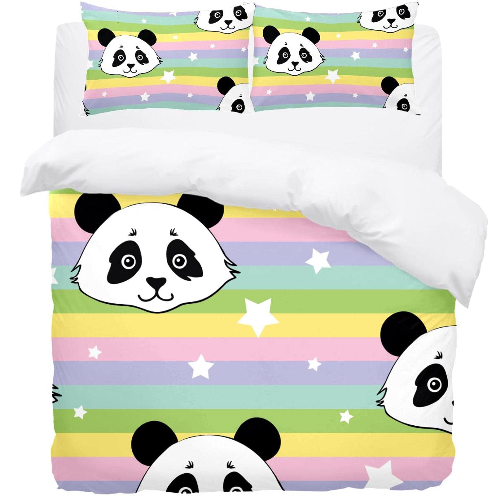 Parure de lit arc-en-ciel avec housse de couette et taies d'oreiller super douces