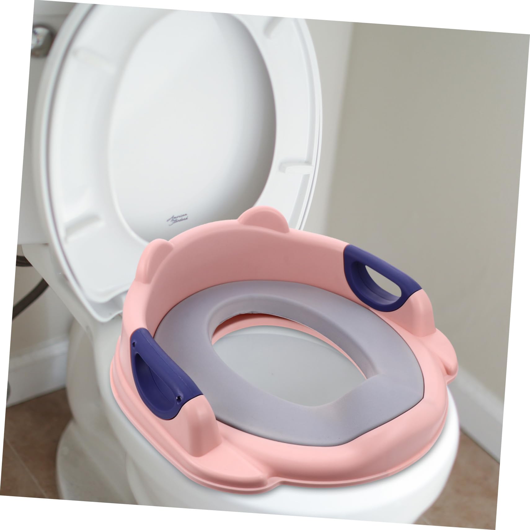 Riduttore Wc per Ragazzo Ragazza Rosa Cuscino Pu e Maniglia | Pp, Fissaggio Fibbia Antiscivolo, Installazione Semplice, Rimozione Rapida e Pulizia Facile