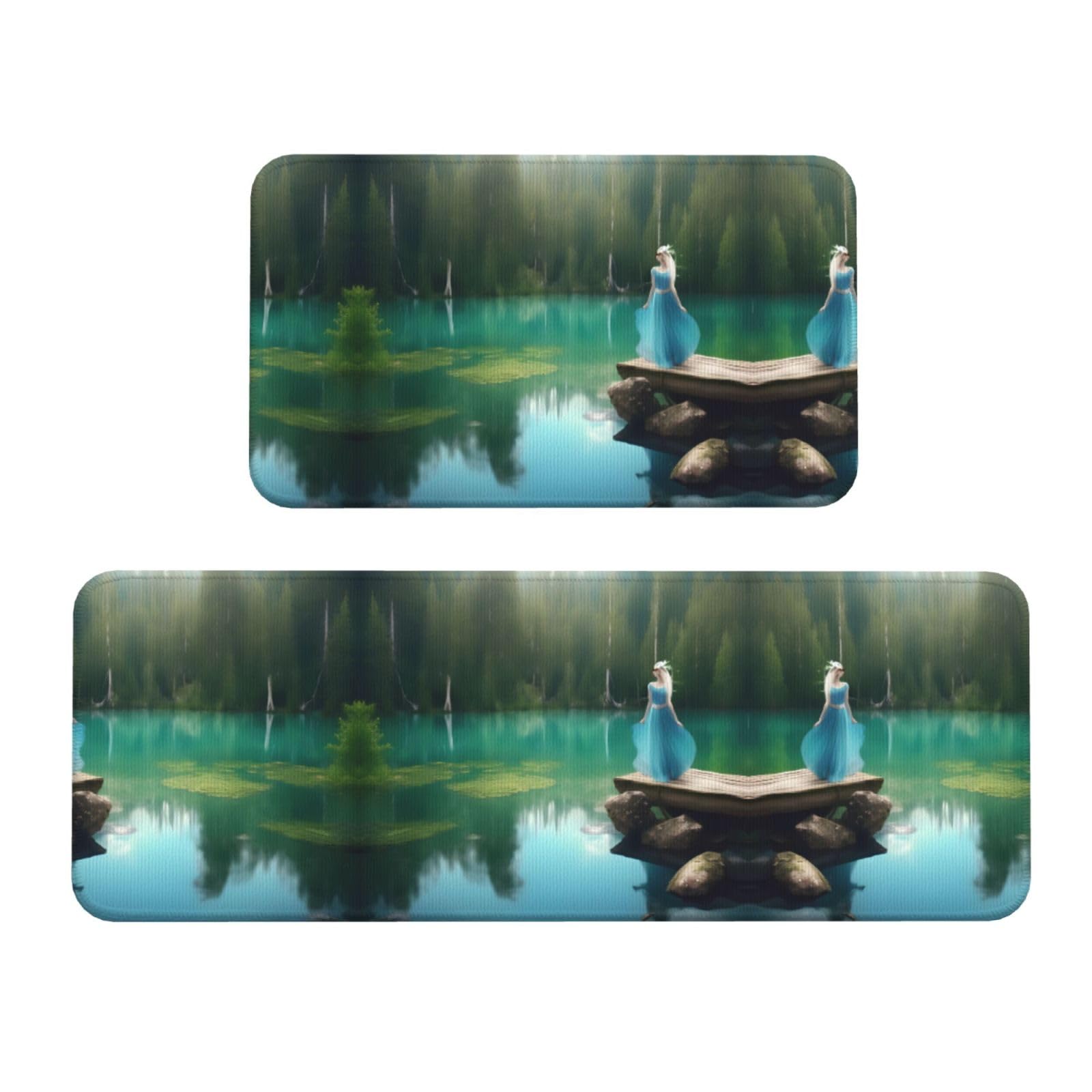 Tapis de cuisine Lake Fairy lot de 2 tapis antidérapants et confortables pour sol