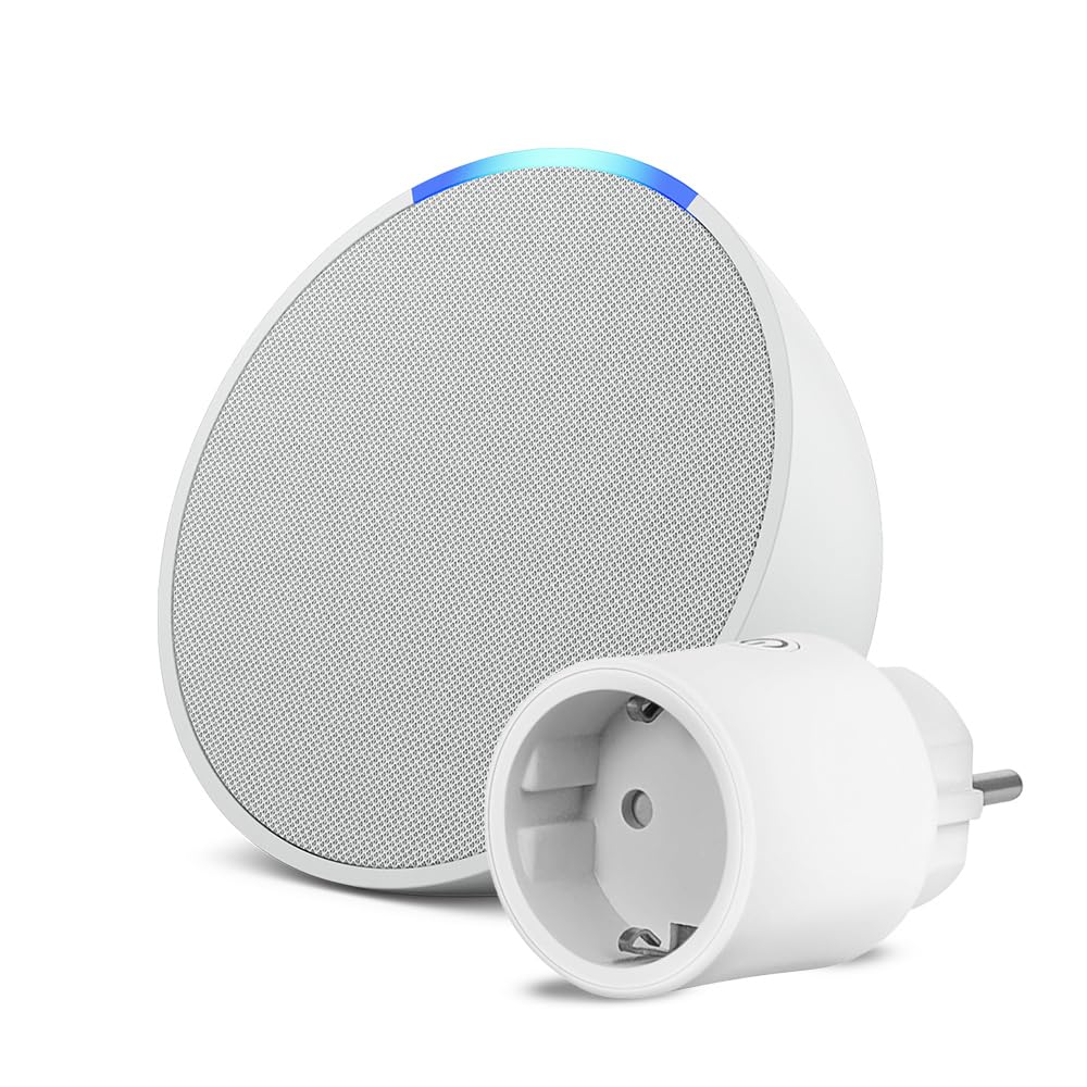 Echo Pop | Blanco + OSRAM SMART+ Enchufe inteligente con Matter, compatible con Alexa - Kit de inicio de Hogar digital
