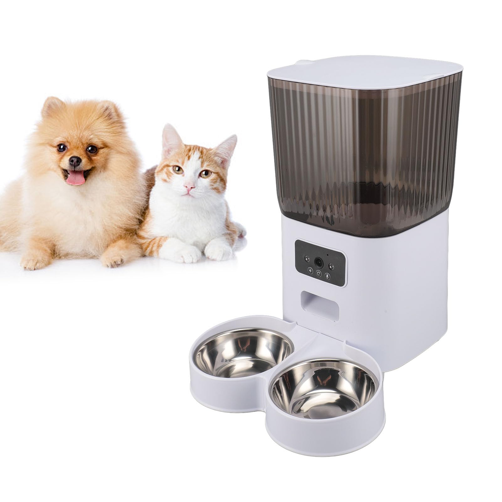 Distributore Automatico di Cibo per Gatti da 5 Litri - Distributore Automatico di Cibo per Mangiatoia per Cani WiFi, Mangiatoia per Gatti Temporizzata Intelligente con (Doppia
