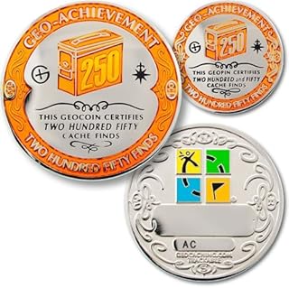 3-Piece 250 Finds Geo-Achievement Set Geocaching Coin Stand Pin Set Finds