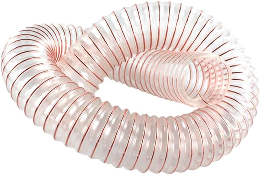 PU Polyurethane Pipe Flexible Ducting Hose Length 1M Inner Diameter 38MM Air Duct Transparent Telescopic Tube for Industrial Use,Thickness 0.63mm