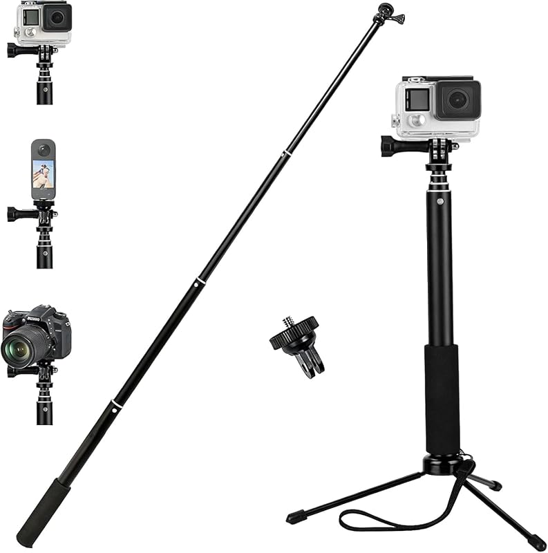 37in Invisible Selfie Stick with Tripod Compatible with Insta360 X5/X4/X3,DJI Osmo Action 6/5Pro/4/3,GoPro Hero 13 12 11 10 9 8 7,AKASO EK7000 Brave 4,Extension Pole Adjustable Waterproof Handle Grip