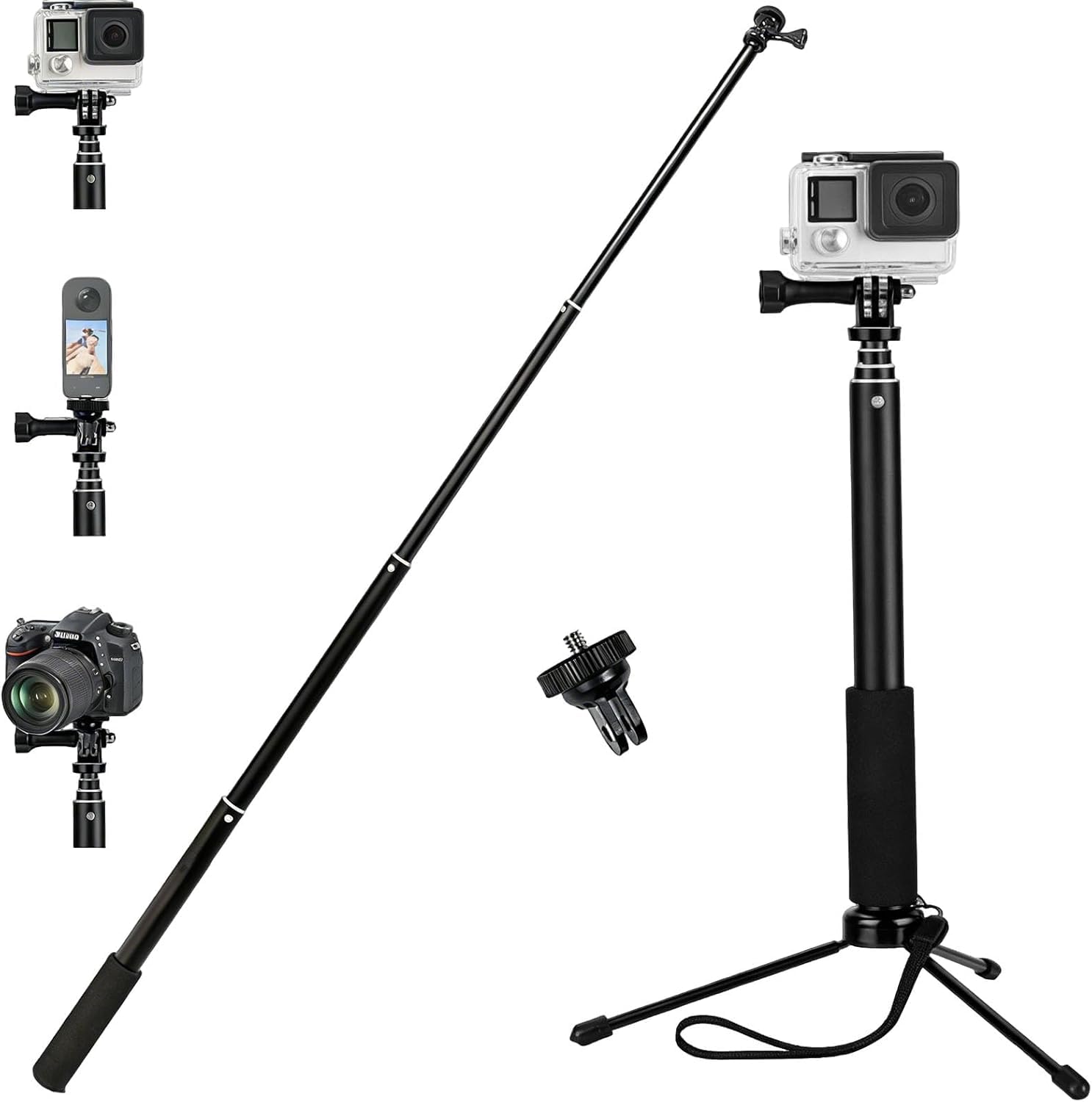 Amazon.com : 37in Invisible Selfie Stick with Tripod Compatible