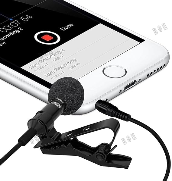 Lavalier Lapel Microphone, Clip-on Professional Omnidirectional Condenser Lavalier Mic, 3.5mm Clip on Mic for Phone PC Laptop DSLR Camera Recording Podcast, Interview, Voice Dictation