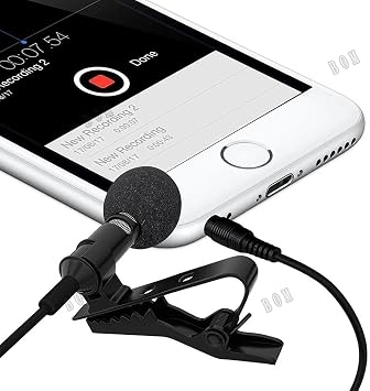 Lavalier Lapel Microphone, Clip-on Professional Omnidirectional Condenser Lavalier Mic, 3.5mm Clip on Mic for Phone PC Laptop DSLR Camera Recording Podcast, Interview, Voice Dictation
