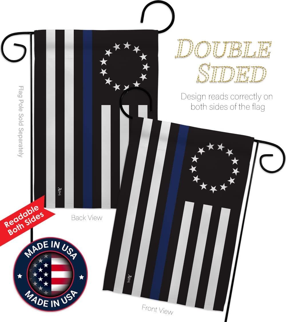 Americana Home & Garden Betsy Ross Blue Line Garden Flag Armed Forces Police Cop Law Enforcement Sheriff Officer Support House Decoration Banner Small Yard Gift Double-Sided, Made in USA