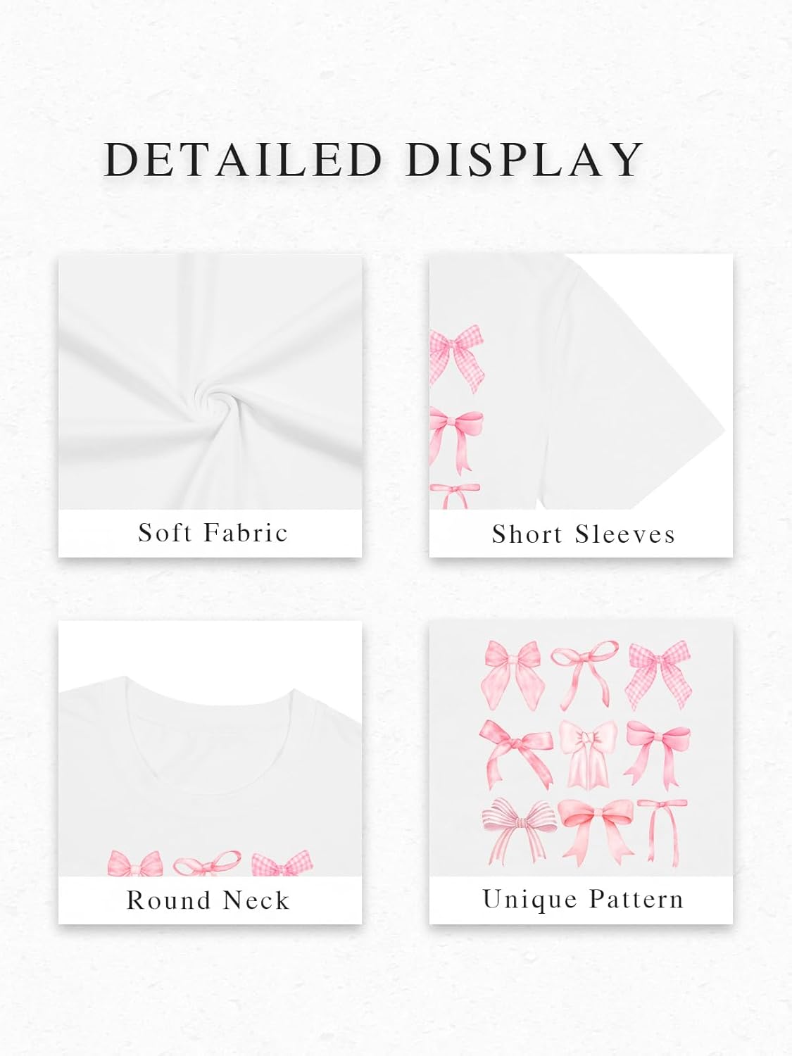 Crop Tops for Women Casual Short Sleeve Shirts Trendy Y2k Cute Bow Print Shirts Slim Fitted Spring Clothes for Women - Image 4