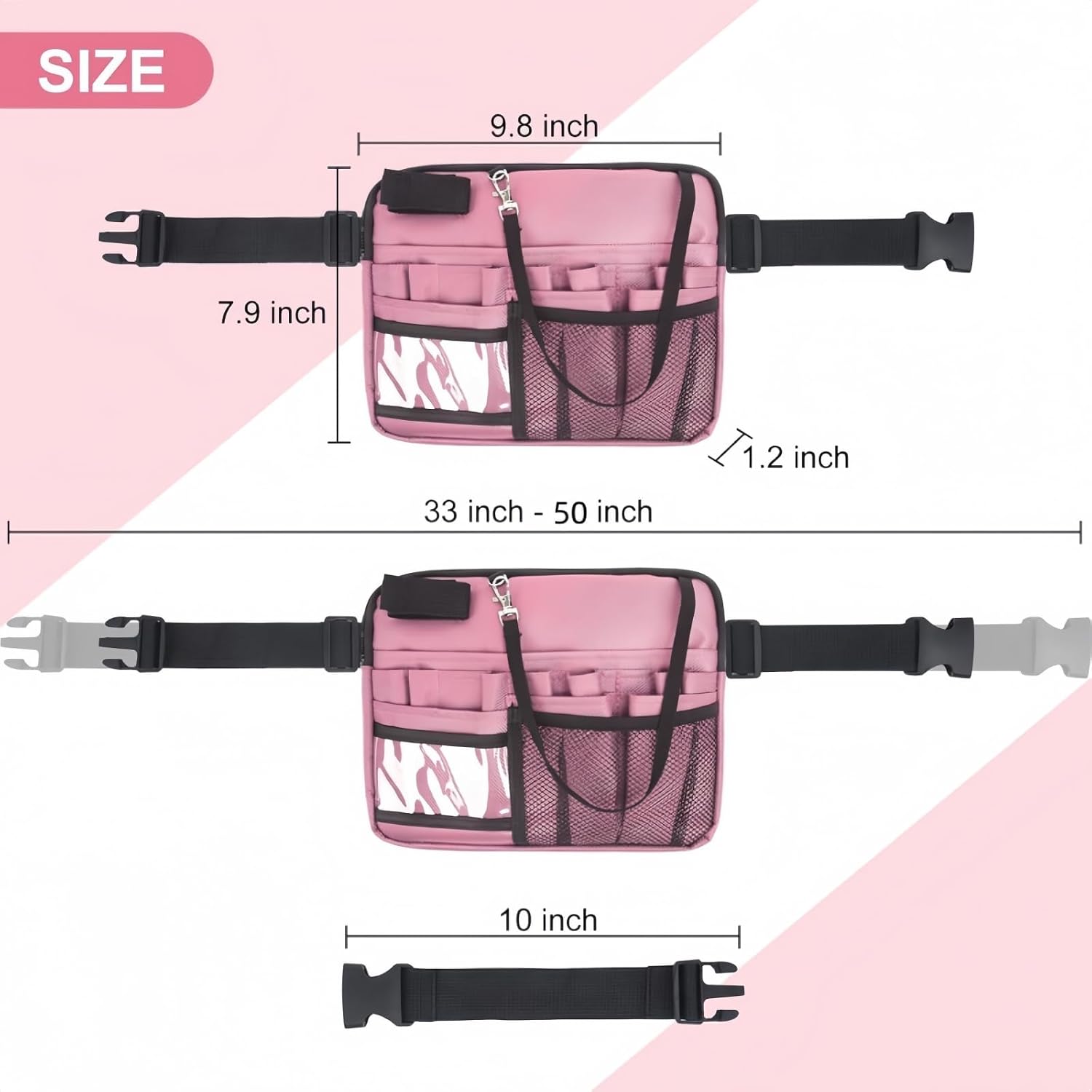 Yodilala Nurse Fanny Pack,Medical Waist Bag Medical Gear Pockets Storage for Stethoscopes,Utility Waist Storage Bag,Adjustable Waist Strap，Bandage Scissors and Other Medical Supplies（Black）