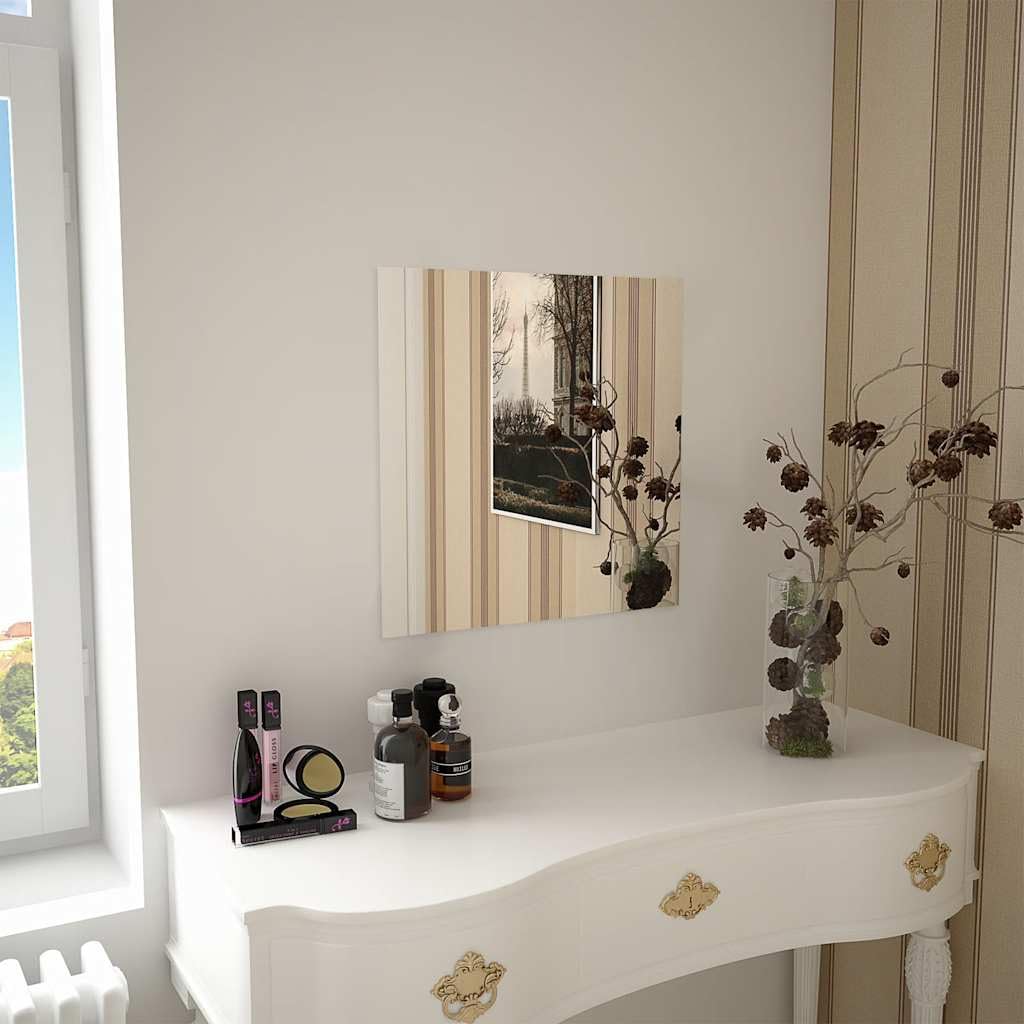 Lustro ścienne 50 x 50 cm, kwadratowe, szklane, do sypialni, salonu, garderoby, minimalistycznej estetyki i szlifowanych krawędzi, zestaw 4 luster
