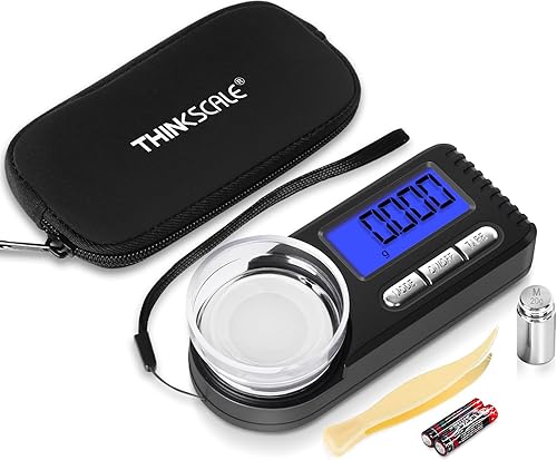 THINKSCALE Báscula digital de miligramo 1.76 oz0.00 oz, escala de mg para medicina en polvo con estuche portátil, escala de microgramos, peso de
