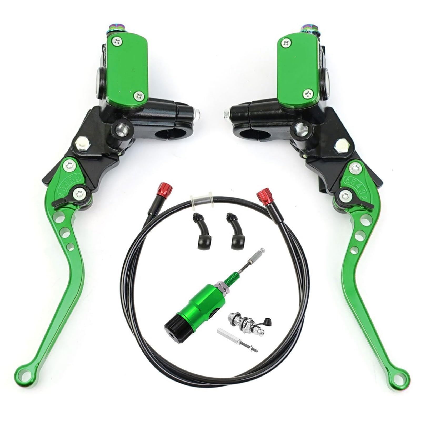 Iukmr Green Kit Motorcycle Clutch Brake Lever Motorcycle Hydraulic Clutch Kit Brake Master Cylinder Disc Lever Led(Green Kit)