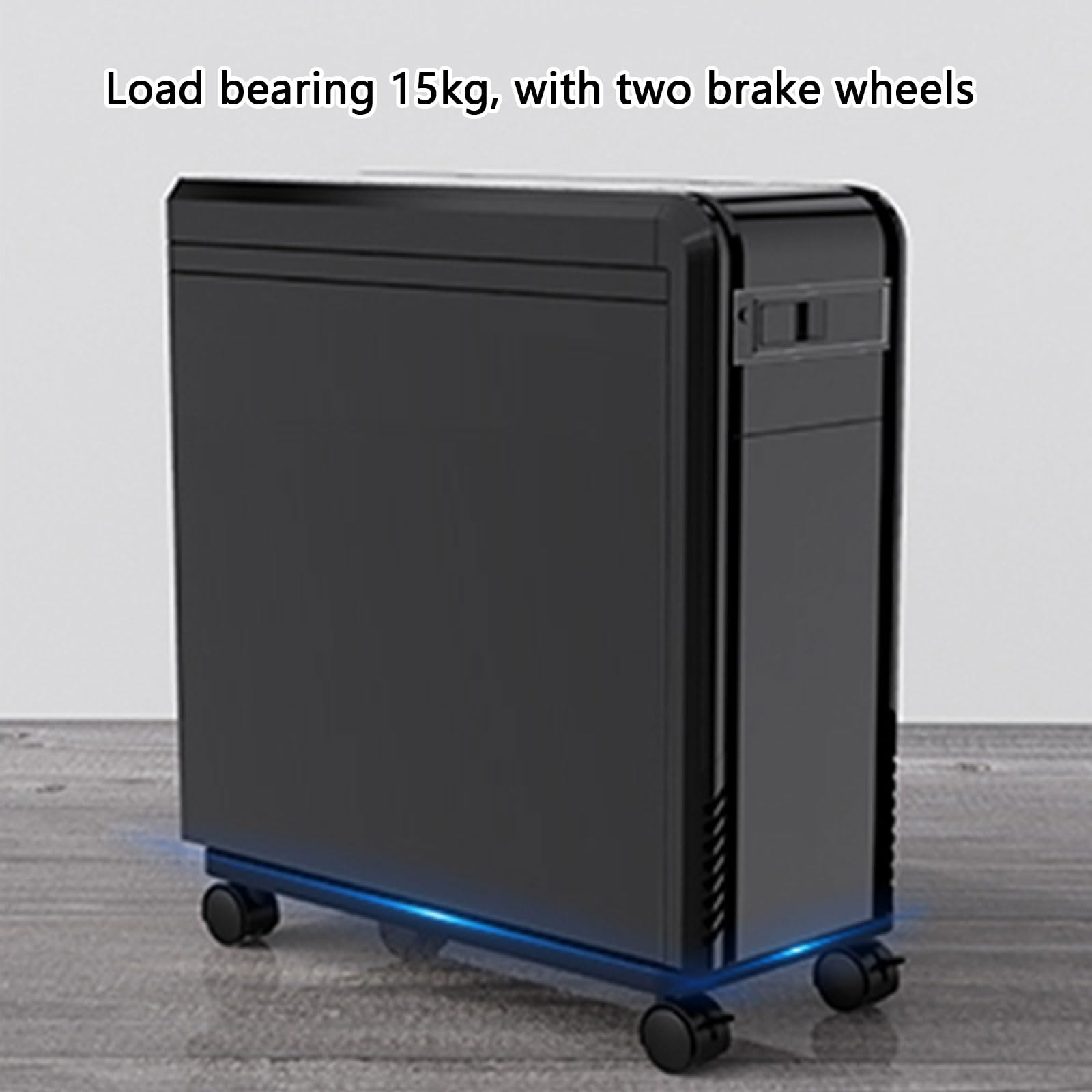 Carrito ajustable para computadora con asa fácil de transportar, textura de fibras de carbono, base de soporte móvil para torre de computadora