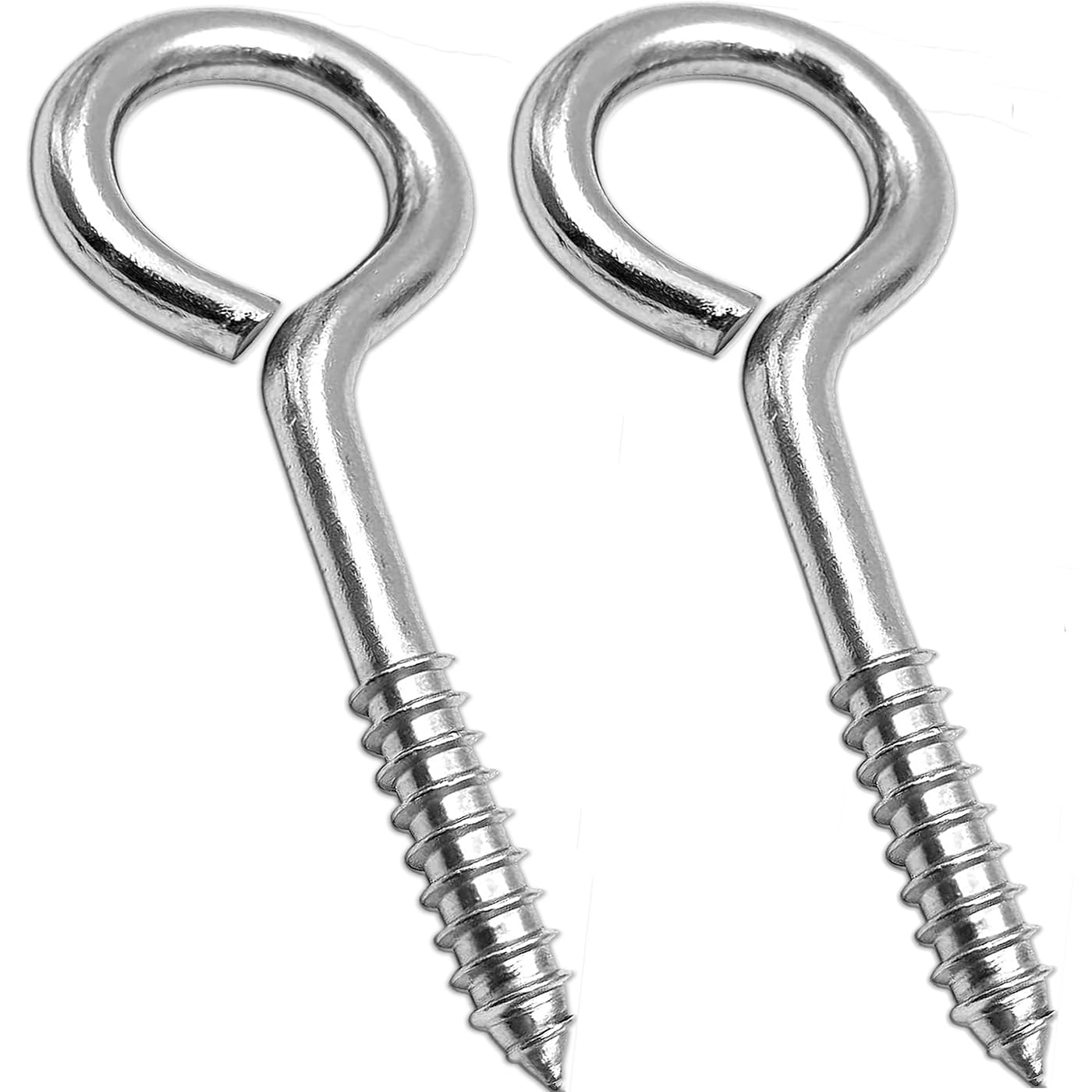 2 PCS Screw In Eyes Stainless Steel Large Eye Hooks Screw M5 65MM Silver — image 1