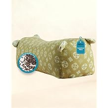 Buckwheat Hull Neck Roll Pillow, Ergonomic Cylinder Bolster Pillow with Removable Washable Cotton Cover, Firm Support for Neck Pain Relief, Office Lunch Break, Travel, 16x6 Inch Green