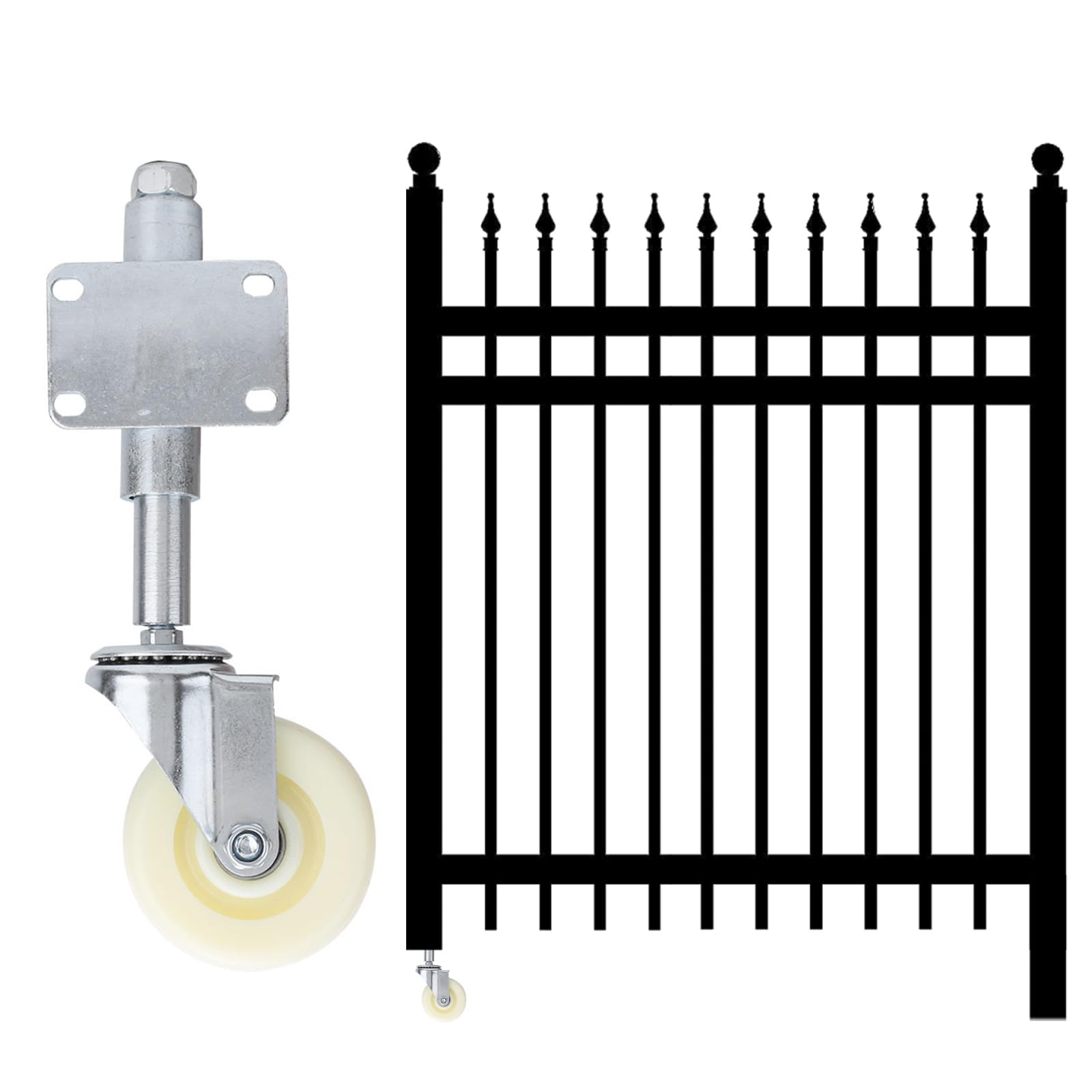 Rueda de nailon con muelle,Rueda de Compuerta con Resorte de 4 Pulgadas,Rueda de puerta de goma,Resorte de Servicio Pesado,para Puertas de Garaje y Jardin de 440Lb
