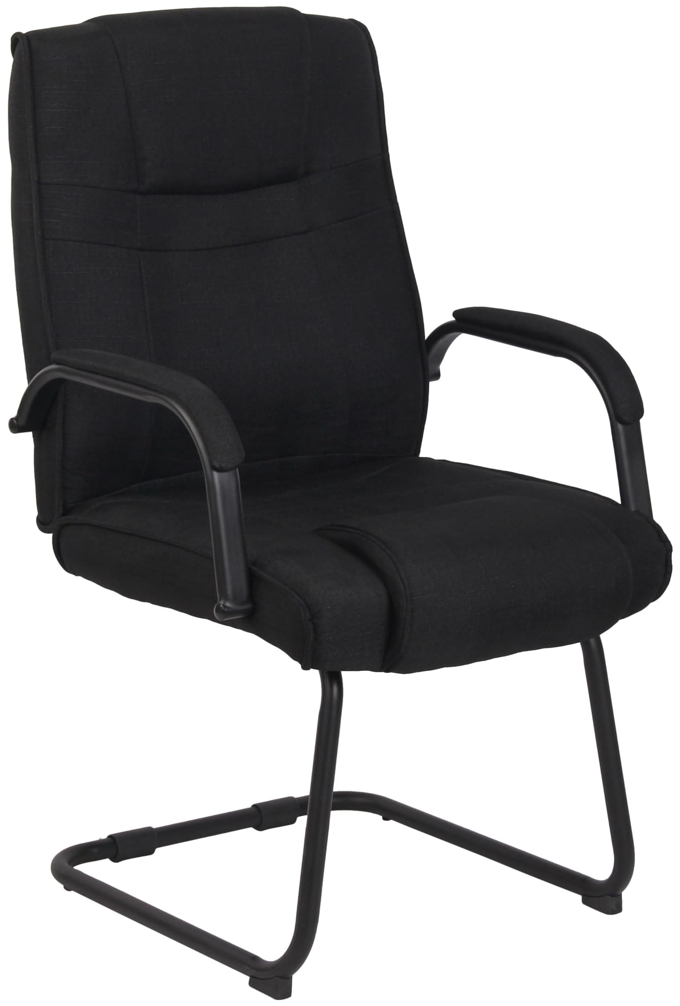 Silla Cantiléver Attila Tapizada en Tela con Base de Metal y Reposabrazos, Negro