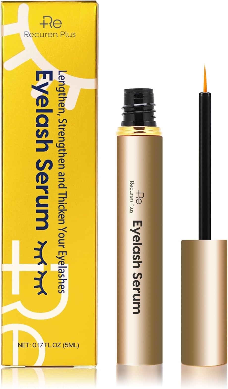 Premium Eyelash Growth Serum: Advanced Vegan Formula for Longer Thicker Lashes (Champagne Gold)