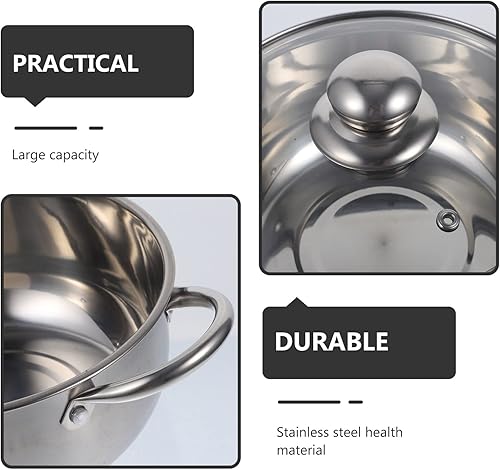 Miniatura 5 de DOITOOL Olla de acero inoxidable - Olla pequeña para pasta de ramen con tapa, olla de vapor resistente para herramienta de cocina Kitcken