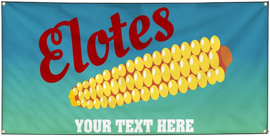 Custom Industrial Vinyl Banner Multiple Sizes Elotes Style B Personalized Text Here Funny and Novelty Outdoor Weatherproof Yard Signs Red 4 Grommets 16x40Inches