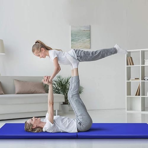 Miniatura 5 de Giantex Colchoneta de gimnasia plegable de 6 x 2 pies, tapete de ejercicio con asas de transporte, tamaño pequeño, fácil de almacenar y limpiar,