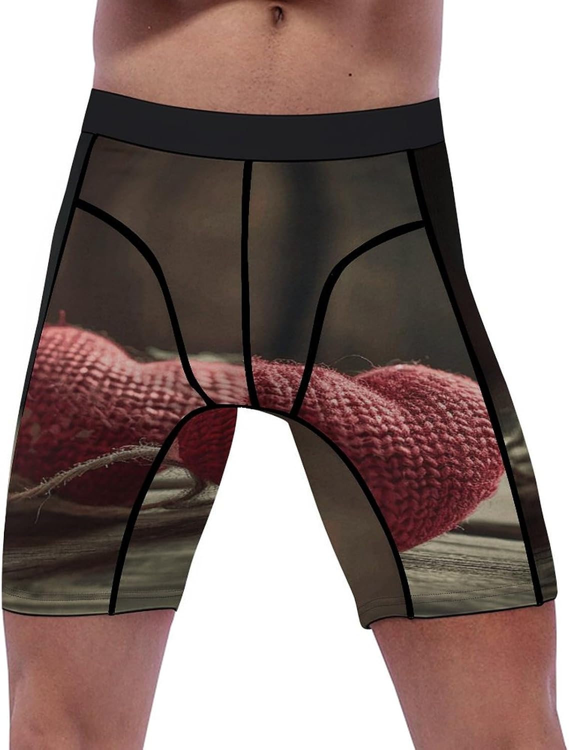 Two Crocheted Hearts Compression Shorts Men Spandex Sport Shorts Workout Performance Baselayer Underwear