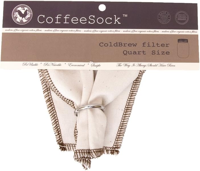 CoffeeSock ColdBrew Filter - GOTS Certified Organic Cotton Reusable Coffee Filter (TWO GALLON)