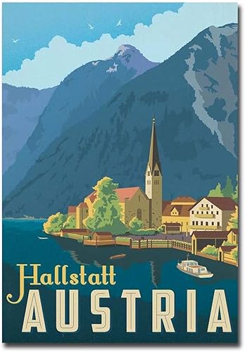 Imán para nevera de estilo vintage de Austria Hallstatt, 2.5 x 3.5in Imán para nevera de estilo vintage de Austria Hallstatt, 2.5 x 3.5in