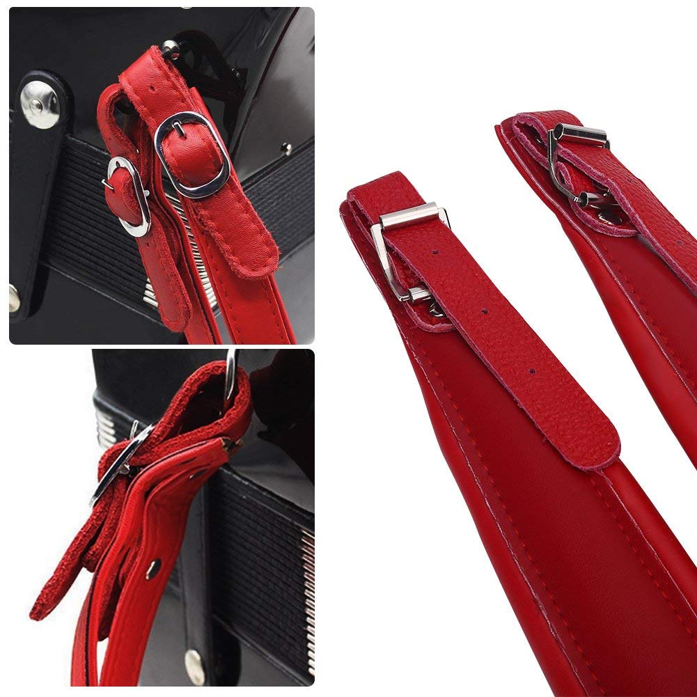 VGEBY1 Sangles Accordéon, Ensemble de Bretelles d'Epaule en Cuir Synthétique Ajustable et Ajustable pour Un Accordéon de Basse 16-120(Rouge)