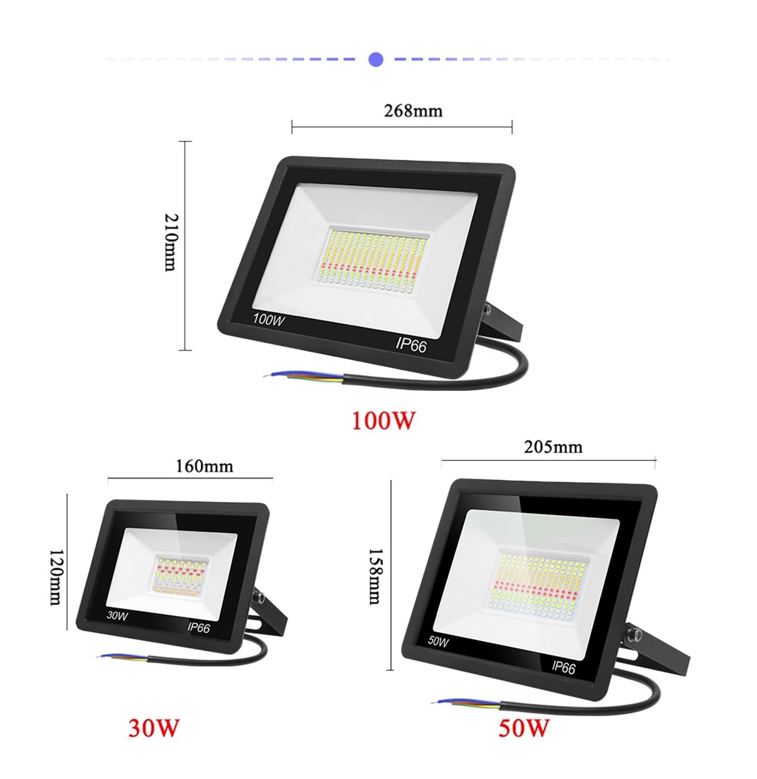 LED-Flutlicht, LED Reflektor RGB Smart Flutlicht Außenstrahler 30W 50W 100W Wasserdicht Warm Kühle Beleuchtung Tuya Steuerung(50W)